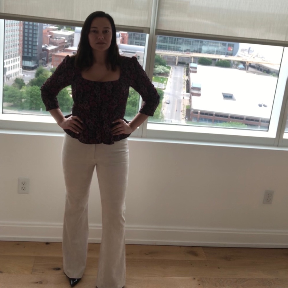 BCBG Steph faux suede flare pants